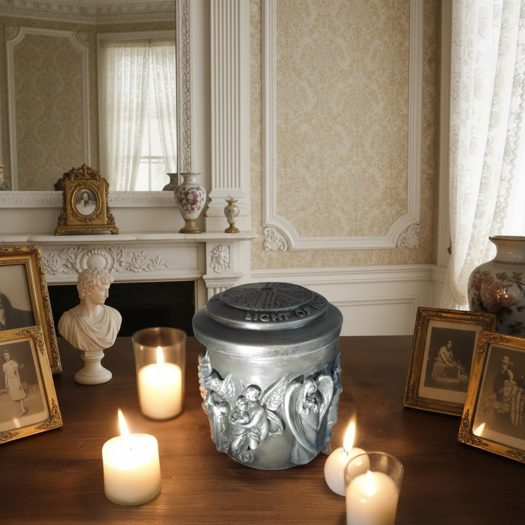 1. Mimo de Natal Embalado com Amor: Pote dos Anjos (Cinza metalizado)