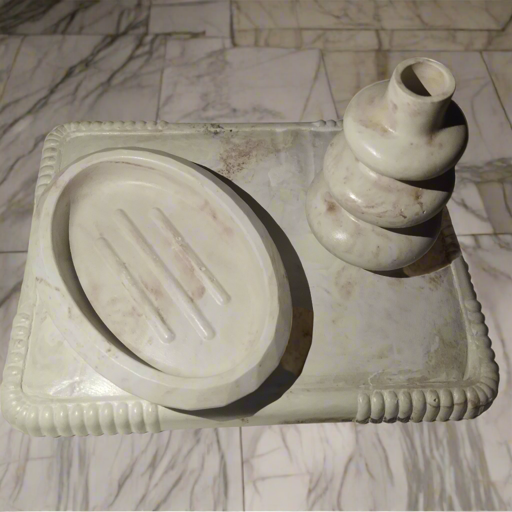 Bandeja+Recipiente Difusor + Saboneteira (Bege)