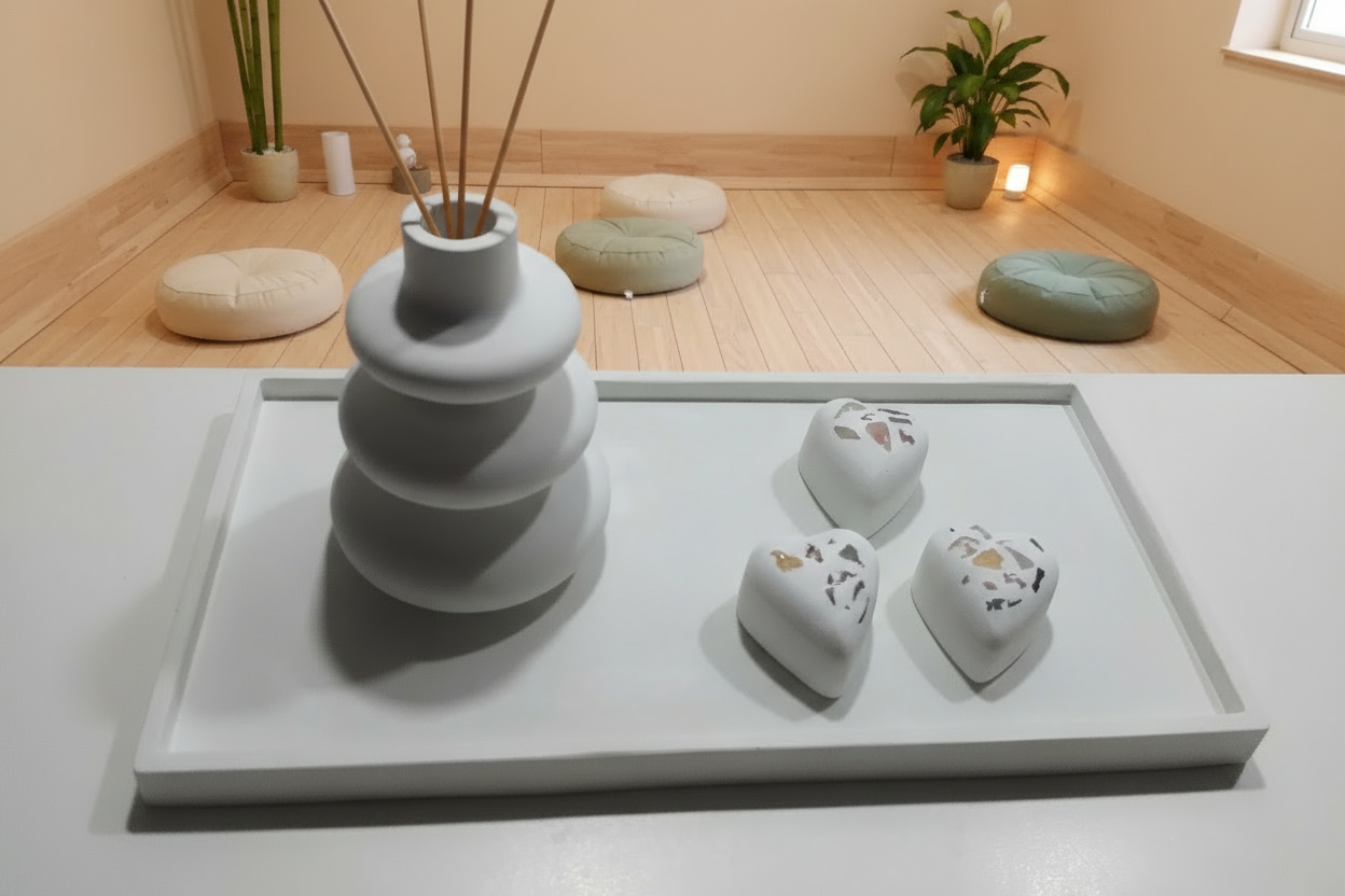 Bandeja+3corações+ Recipiente Multiuso