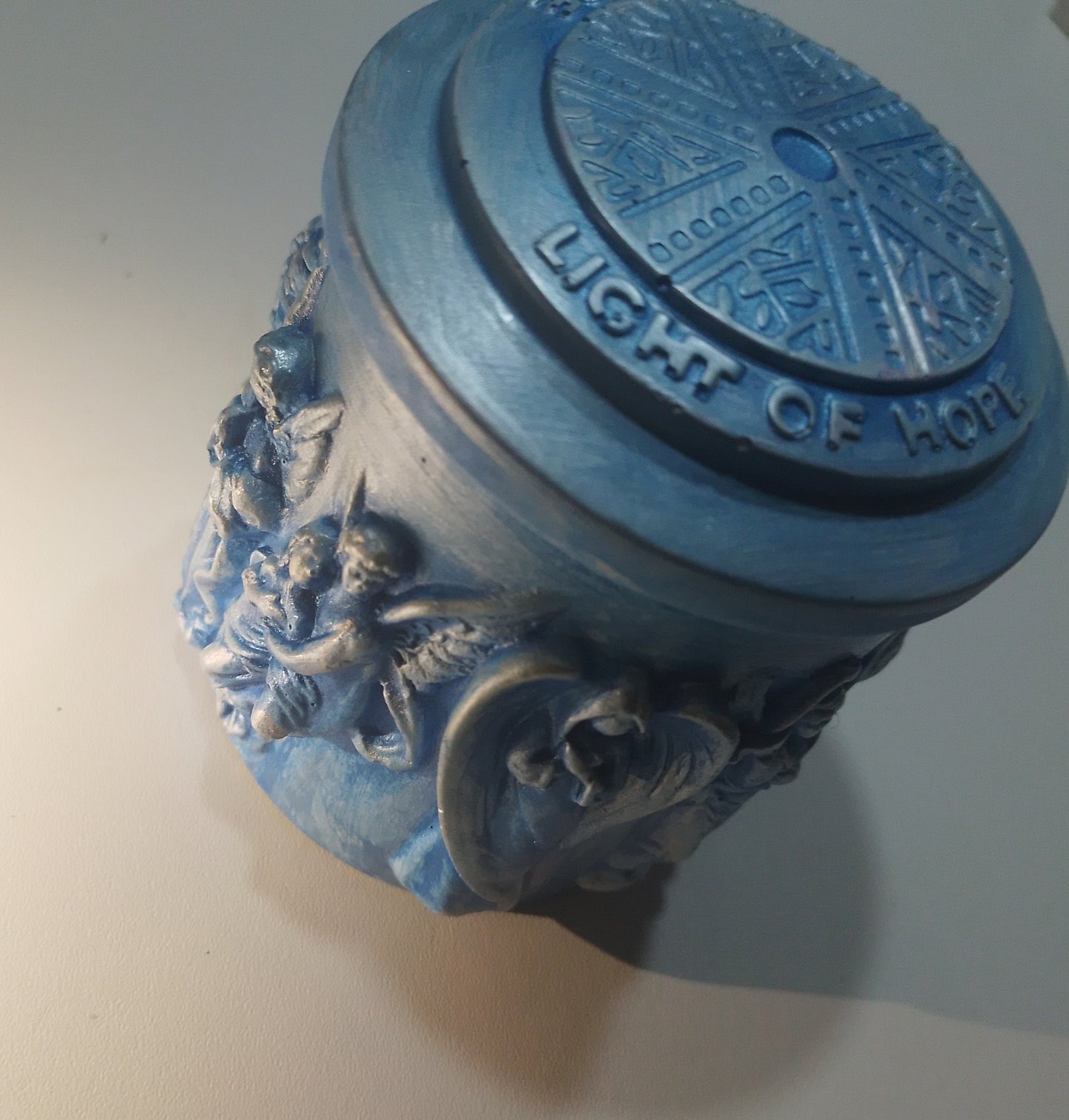 28 Pote Azul Escultura de Anjos.