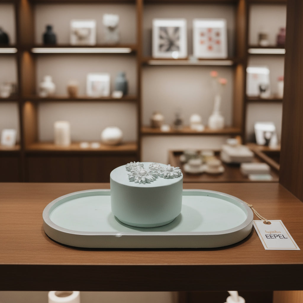 Bandeja+ Recipiente+vela aromatizada atóxica