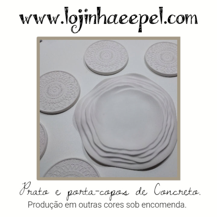 52.1 Seis porta-copos +Um prato de sobremesa:cimento artesanal