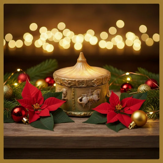 1. Mimo de Natal Embalado com Amor: Pote Carrossel verde metalizado