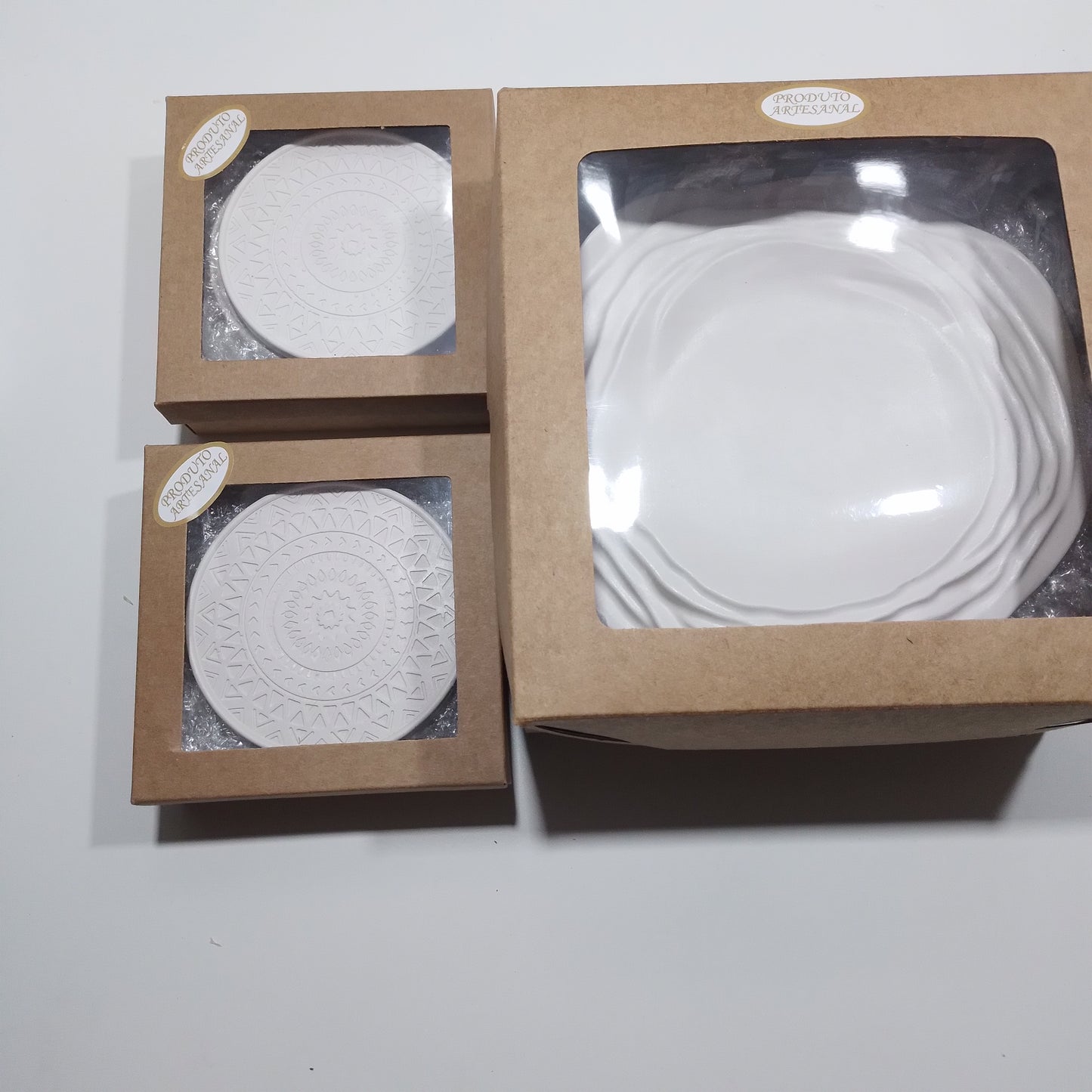 52.1 Seis porta-copos +Um prato de sobremesa:cimento artesanal
