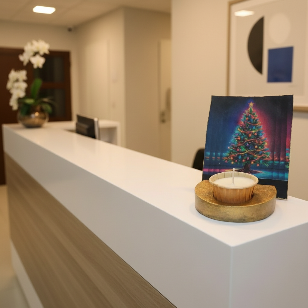 1- Conjunto de Natal:Porta-Cartão de Natal Dourado + Vela Aromatizada atóxica