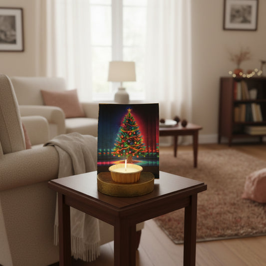 1- Conjunto de Natal:Porta-Cartão de Natal Dourado + Vela Aromatizada atóxica