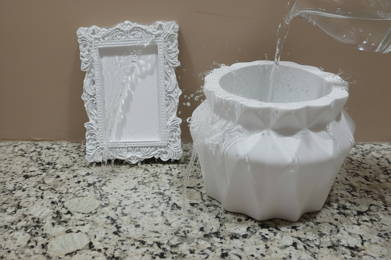 1.Cimento Decorativo Lavável: Pote múltiplas utilidades + porta-retrato