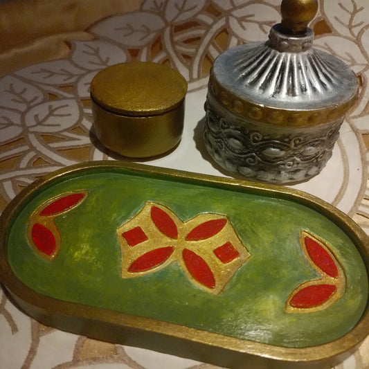 Conjunto Dois Potes e Uma pequena bandeja
