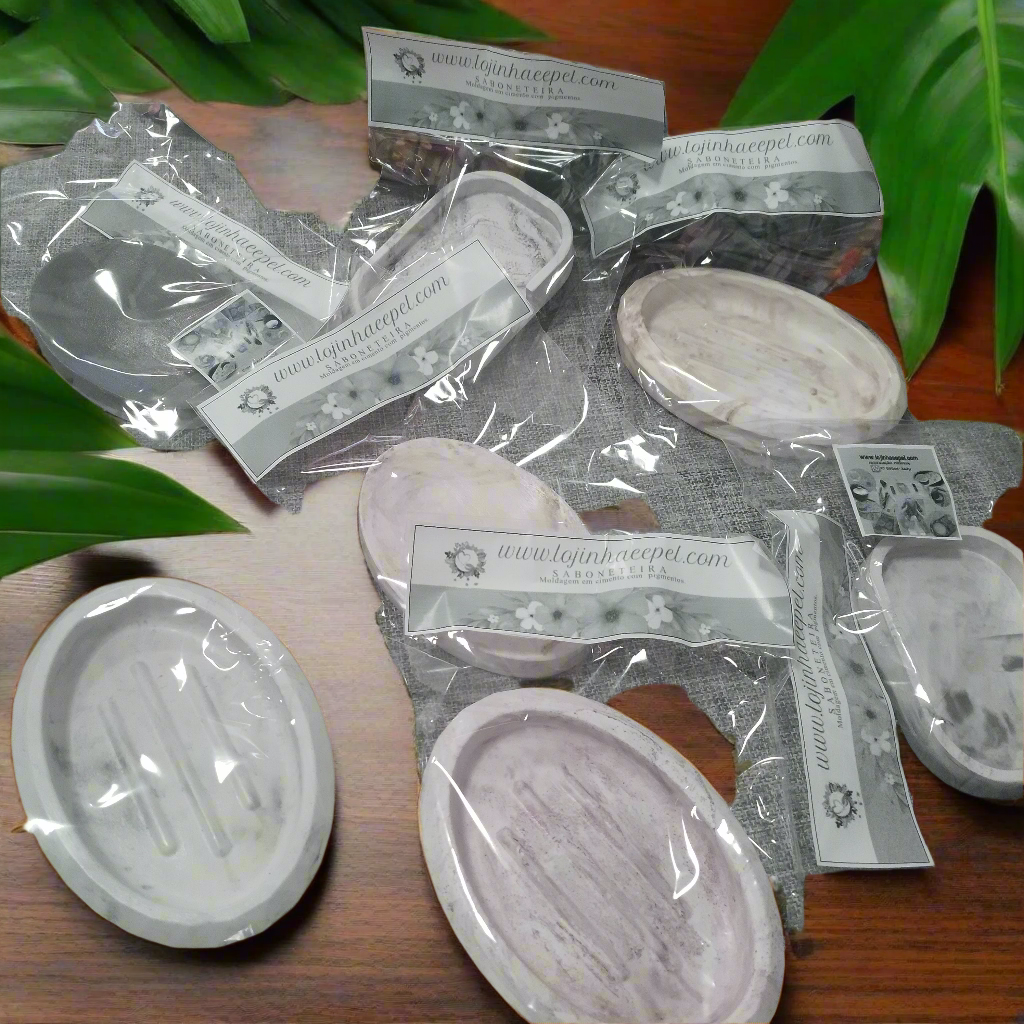Saboneteira de Concreto Liso -Combo 7 unidades