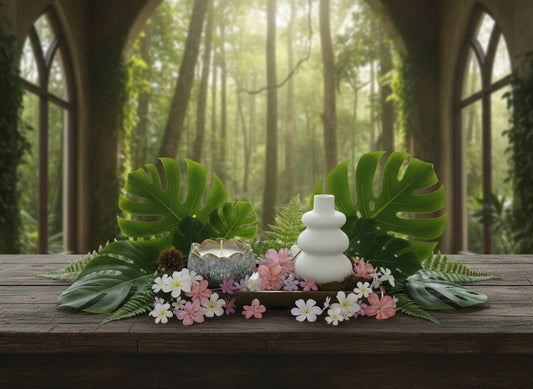 Recipiente + Flor aromática +bandeja