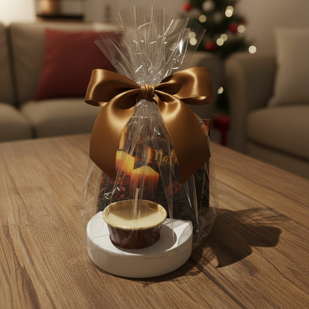 1- Conjunto de Natal lavável:Porta-Cartão de Natal + Vela Aromatizada atóxica (chocolate)