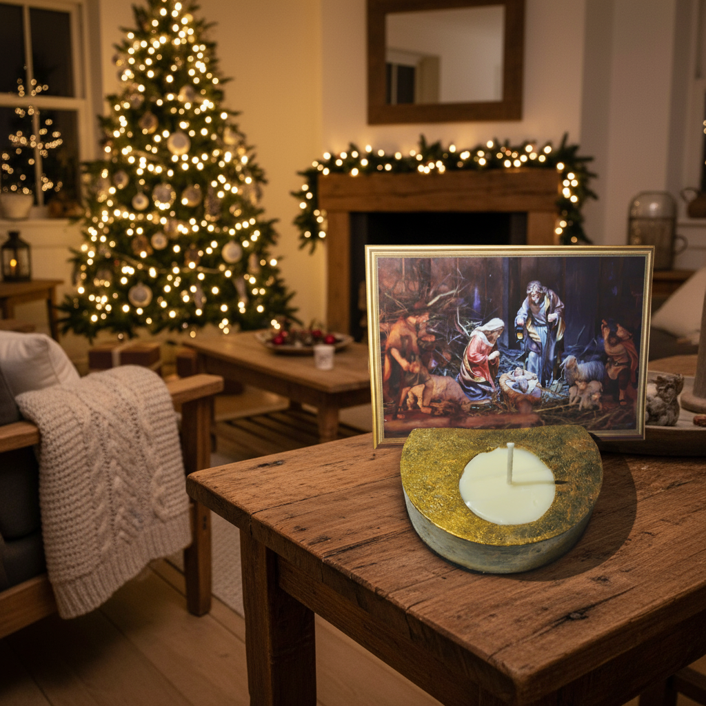 1- Conjunto de Natal:Porta-Cartão de Natal + Vela Aromatizada atóxica