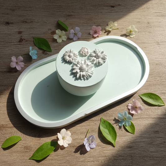 Bandeja+ Recipiente+vela aromatizada atóxica