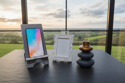 1. Artefatos Clássicos: kit celular +porta-retrato e jarra