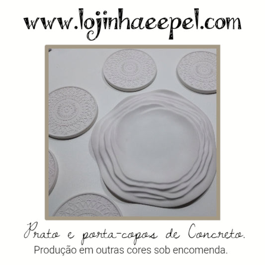 52.1 Seis porta-copos +Um prato de sobremesa:cimento artesanal