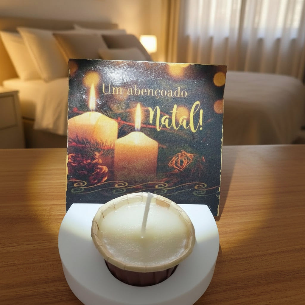 1- Conjunto de Natal lavável:Porta-Cartão de Natal + Vela Aromatizada atóxica (chocolate)