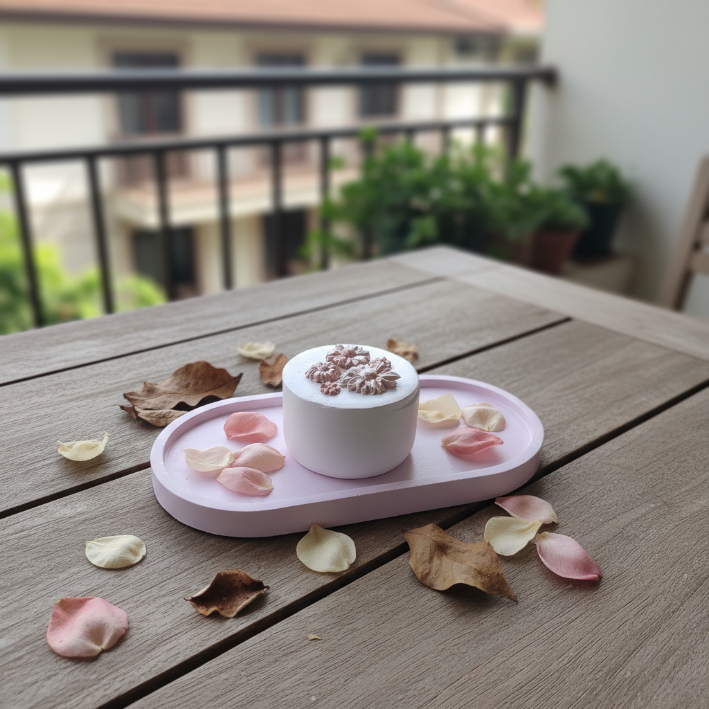 Bandeja+ Recipiente <gesso>+Vela Aromatizada atóxica