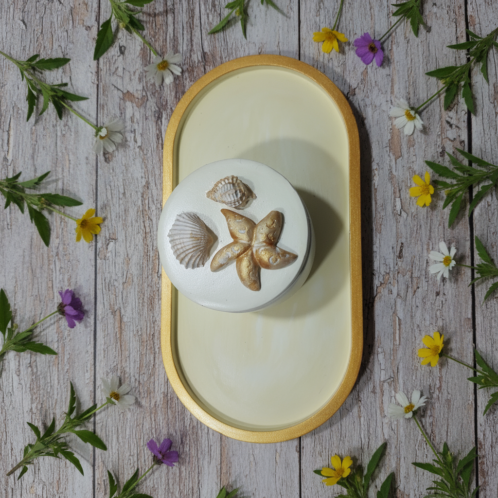 Bandeja+ Recipiente <gesso>+Vela Aromatizada atóxica