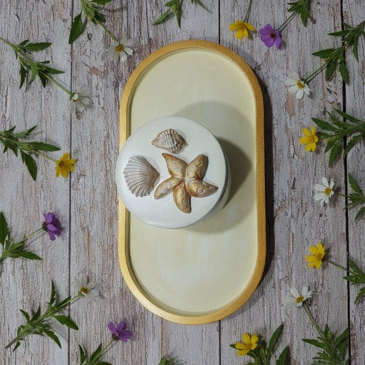 Bandeja+ Recipiente <gesso>+Vela Aromatizada atóxica