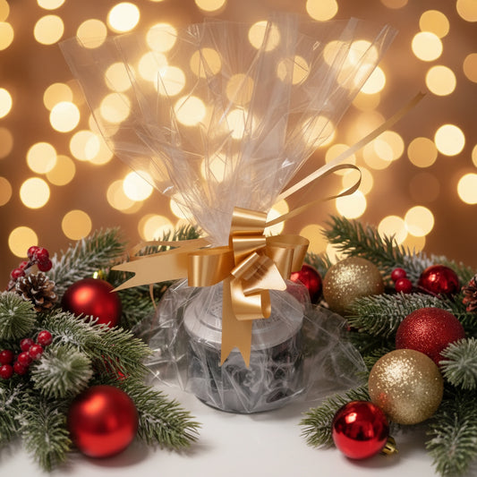 1. Mimo de Natal Embalado com Amor: Pote dos Anjos (Cinza metalizado)