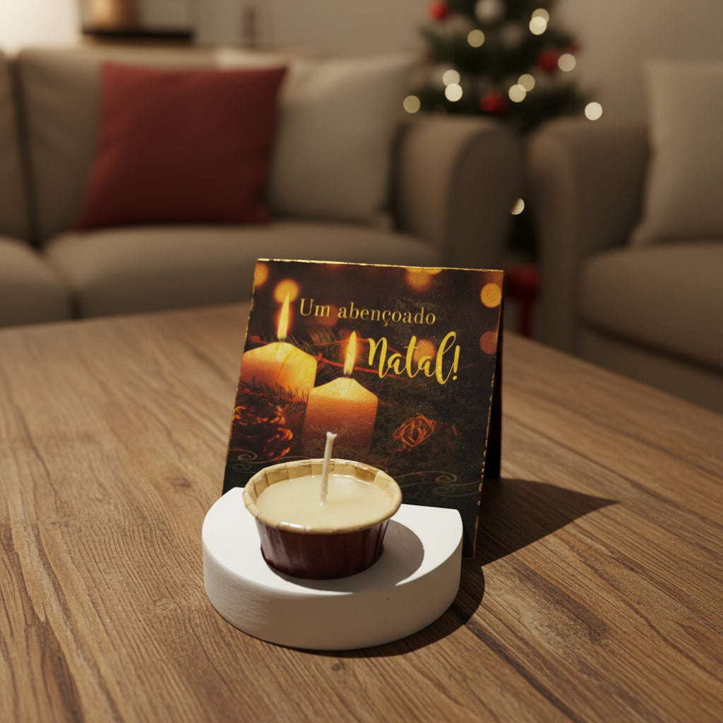 1- Conjunto de Natal lavável:Porta-Cartão de Natal + Vela Aromatizada atóxica (chocolate)