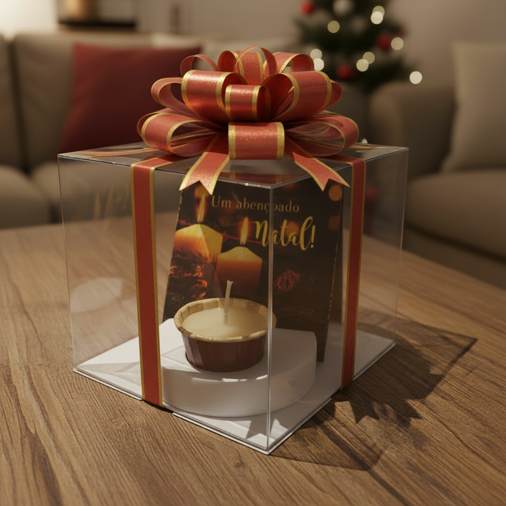 1- Conjunto de Natal lavável:Porta-Cartão de Natal + Vela Aromatizada atóxica (chocolate)