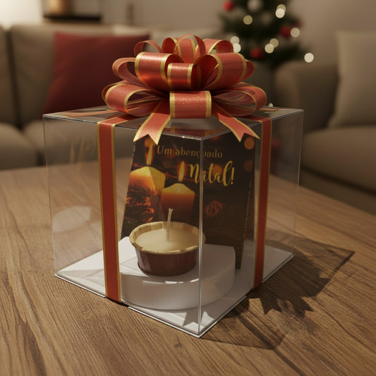 1- Conjunto de Natal lavável:Porta-Cartão de Natal + Vela Aromatizada atóxica (chocolate)