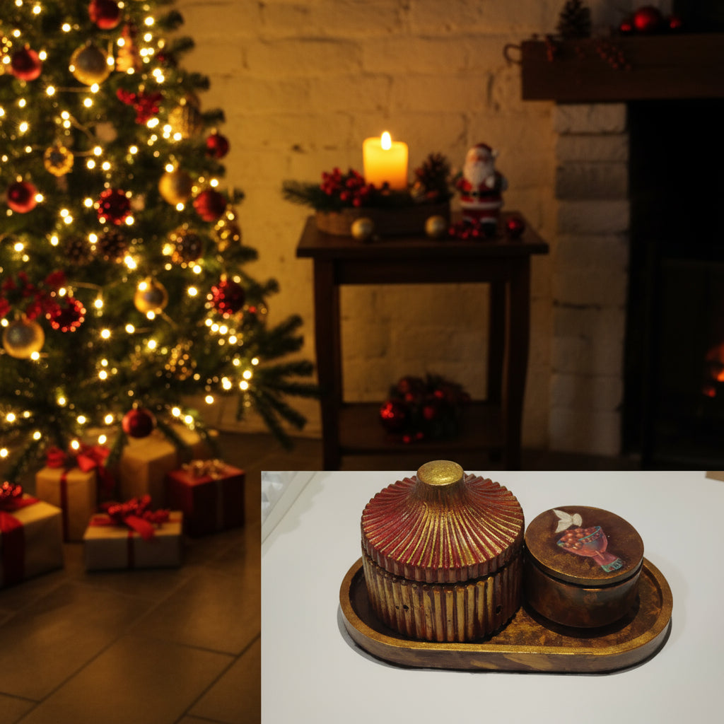 1- Conjunto de Natal 2025: 2 potes+ bandeja