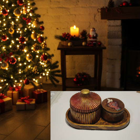 1- Conjunto de Natal 2025: 2 potes+ bandeja