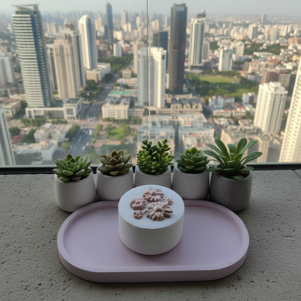 Bandeja+ Recipiente <gesso>+Vela Aromatizada atóxica