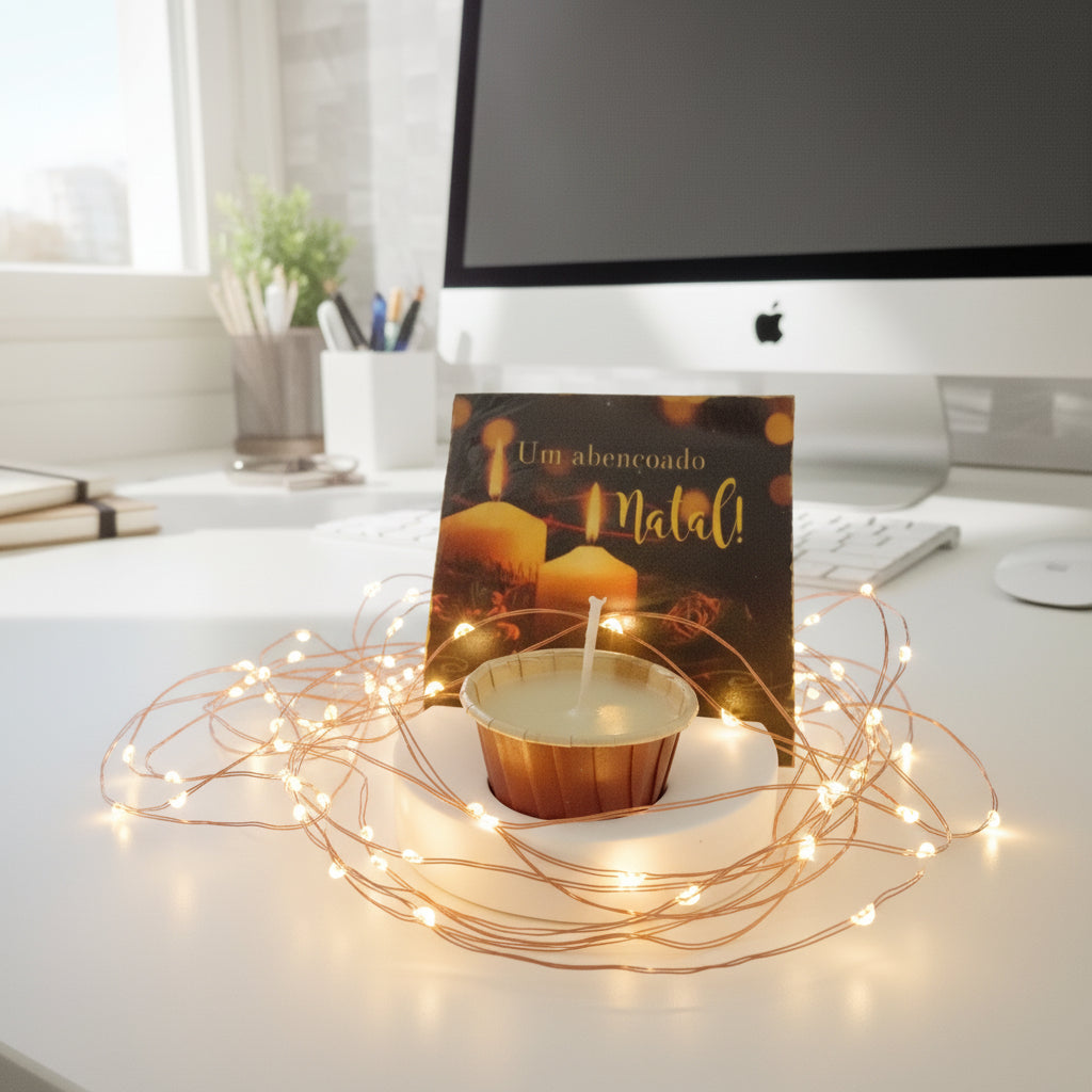 1- Conjunto de Natal lavável:Porta-Cartão de Natal + Vela Aromatizada atóxica (chocolate)